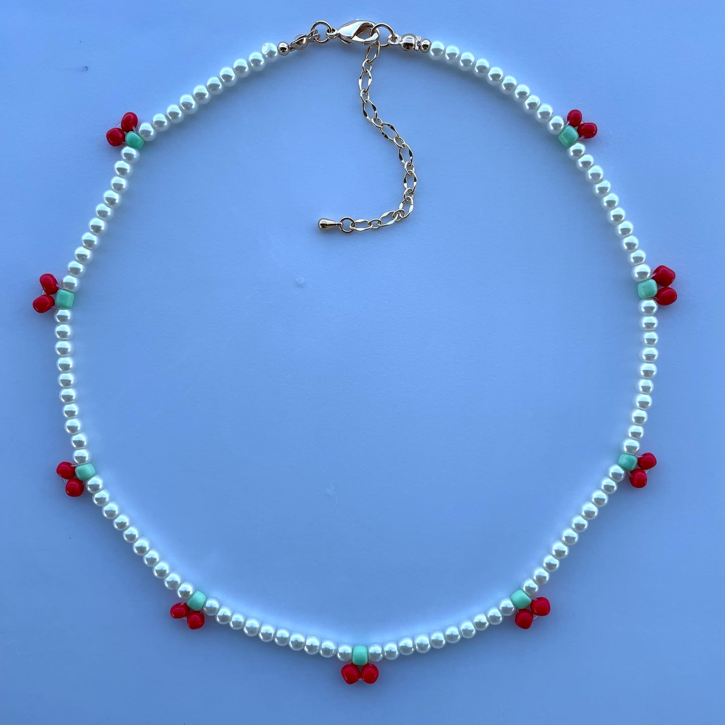 Set de collar y pulsera de perla sintética con cerezas